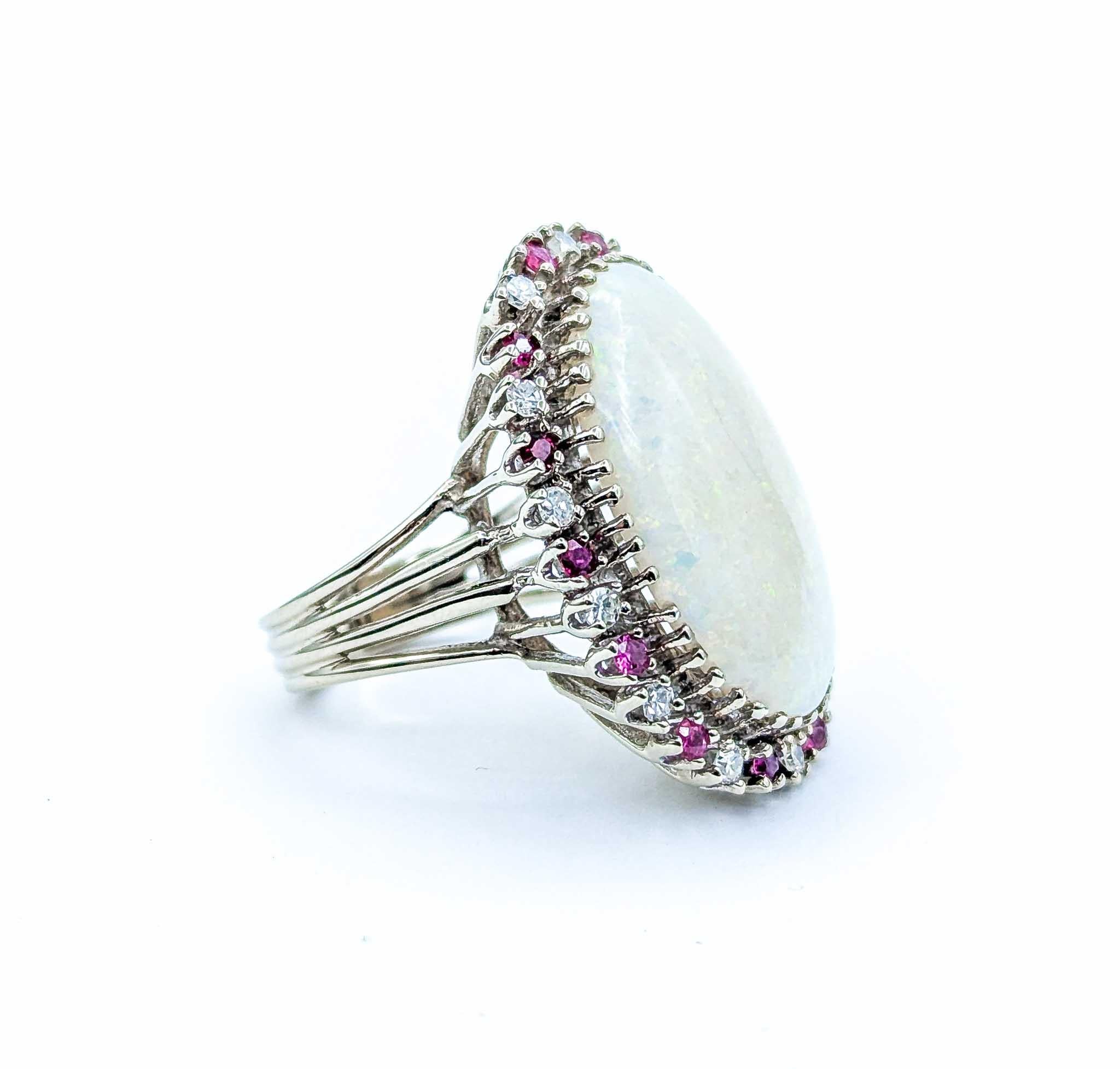 Huge Opal & Diamond Cocktail Ring in White Gold For Sale 3