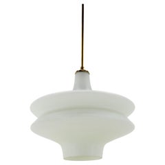 Colgante enorme de cristal opalino, años 50