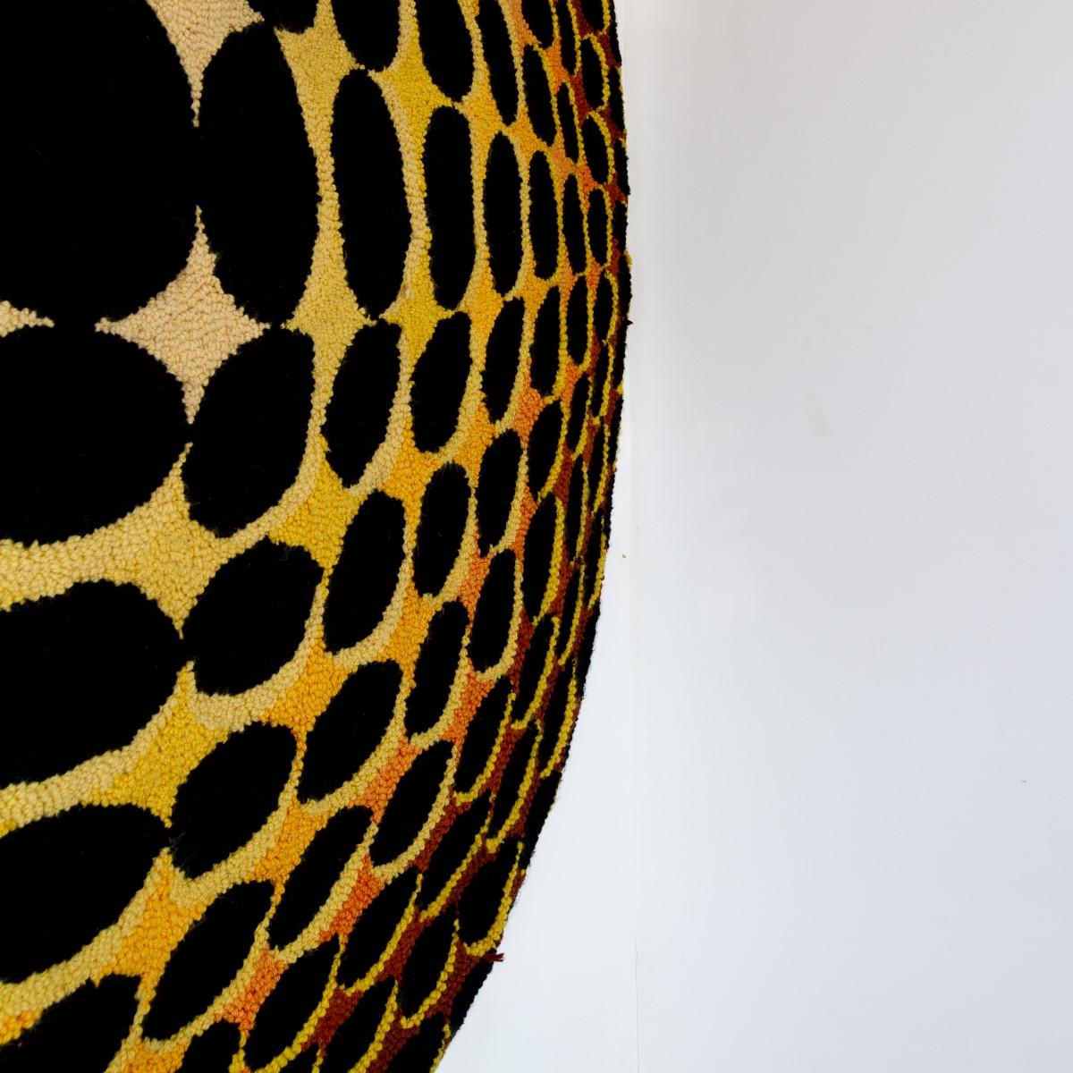 Fabric Huge Optical Art Woven Wall Sculpture Panel/Rug 1970s