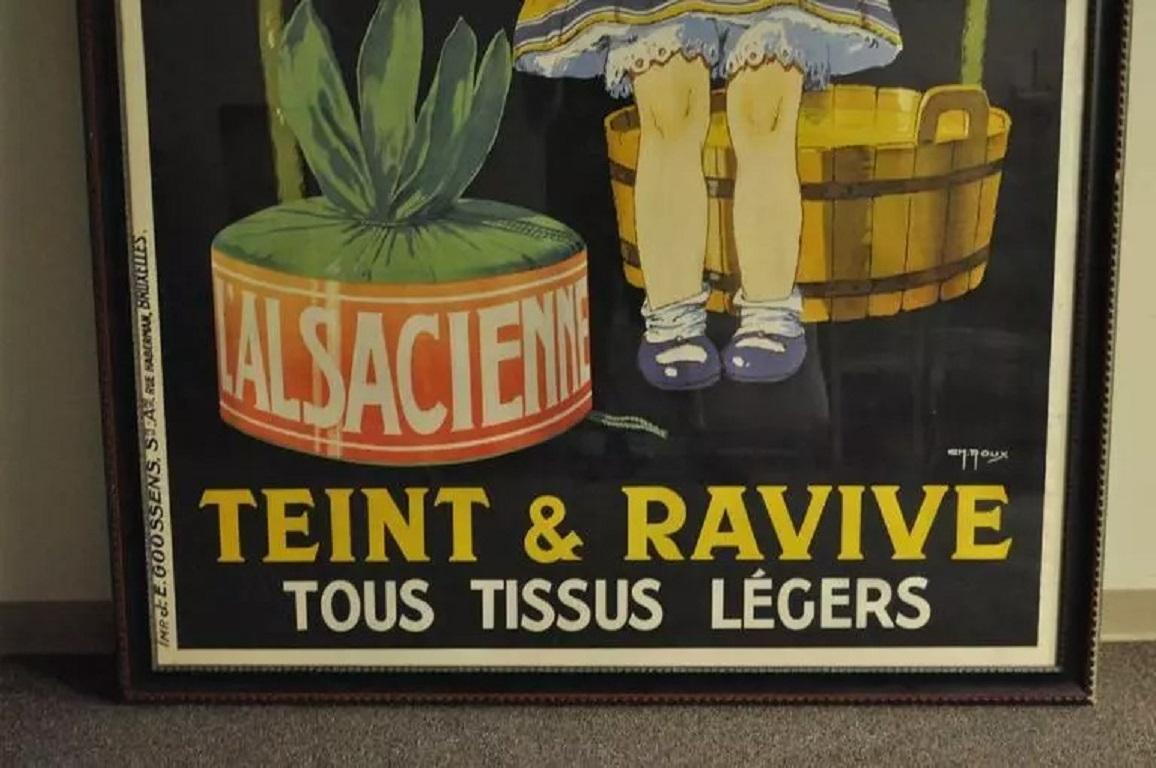 Riesiges Original 1920er Jahre Französisch Art Deco Poster L'Alsacienne Teint & Ravive Ch Roux (Art déco) im Angebot