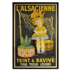 Huge Original 1920s French Art Deco Poster L'Alsacienne Teint & Ravive Ch Roux