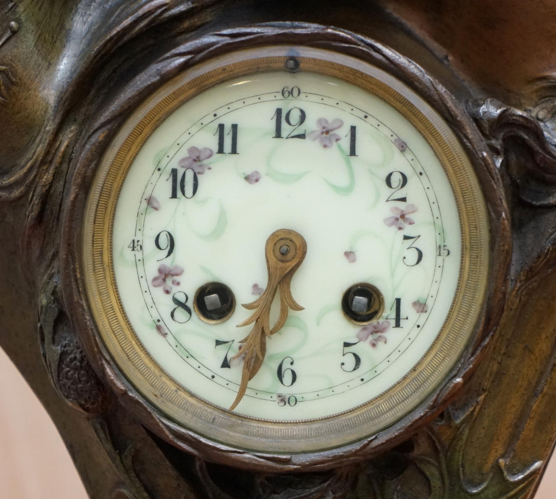 Huge Original Art Nouveau circa 1889 Cold Painted Bronzed Clock by Seth Thomas 7