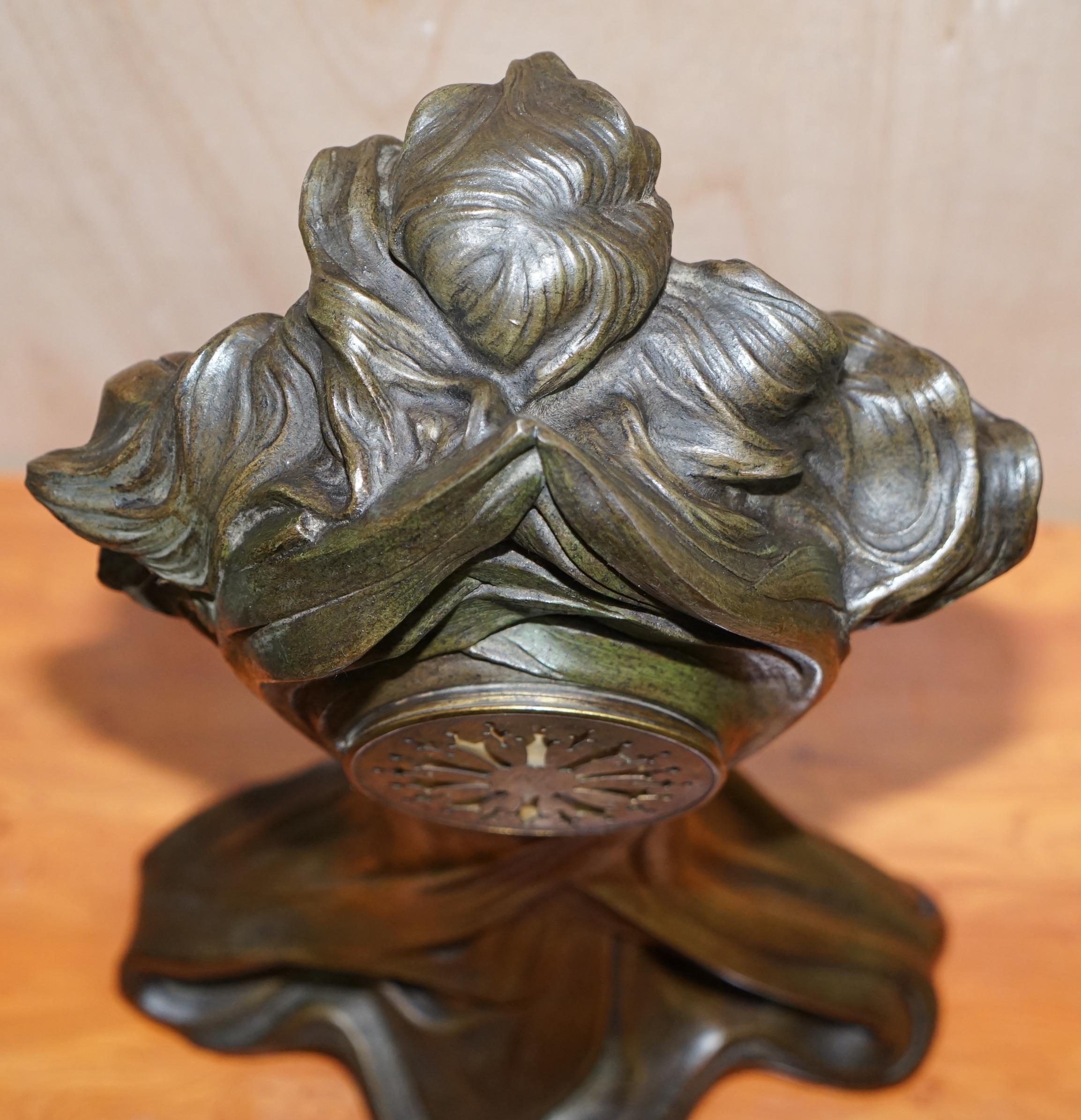 Huge Original Art Nouveau circa 1889 Cold Painted Bronzed Clock by Seth Thomas 9