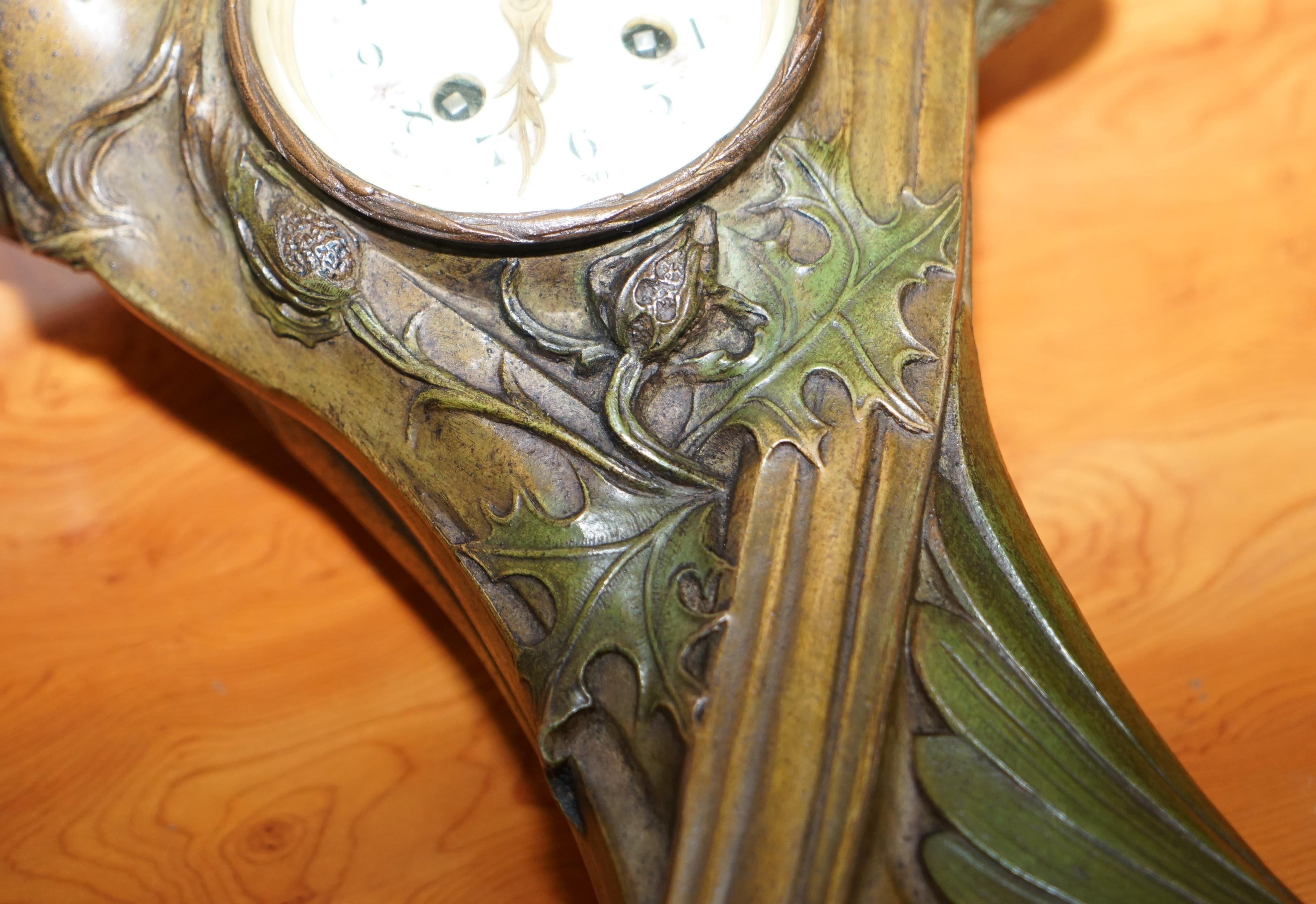 Huge Original Art Nouveau circa 1889 Cold Painted Bronzed Clock by Seth Thomas 15