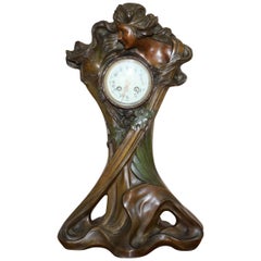 Antique Huge Original Art Nouveau circa 1889 Cold Painted Bronzed Clock by Seth Thomas