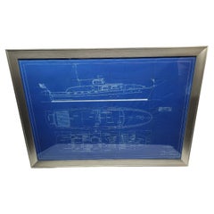 Vintage Huge Original Cabin Cruiser Blueprint, Fabulous Art Piece