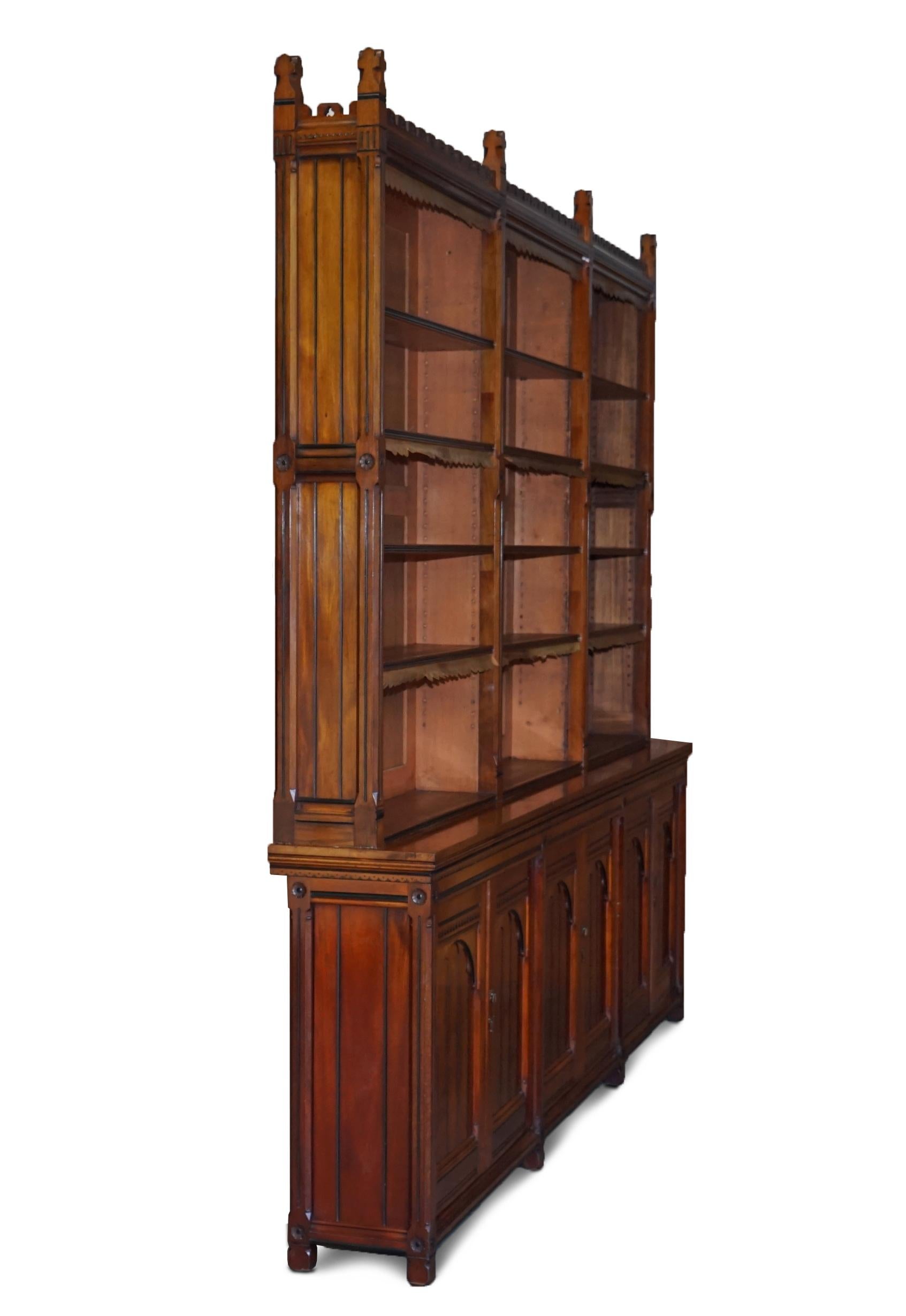 Huge Original Holland & Son's Gothic Revival Antique Victorian Library Bookcase 7