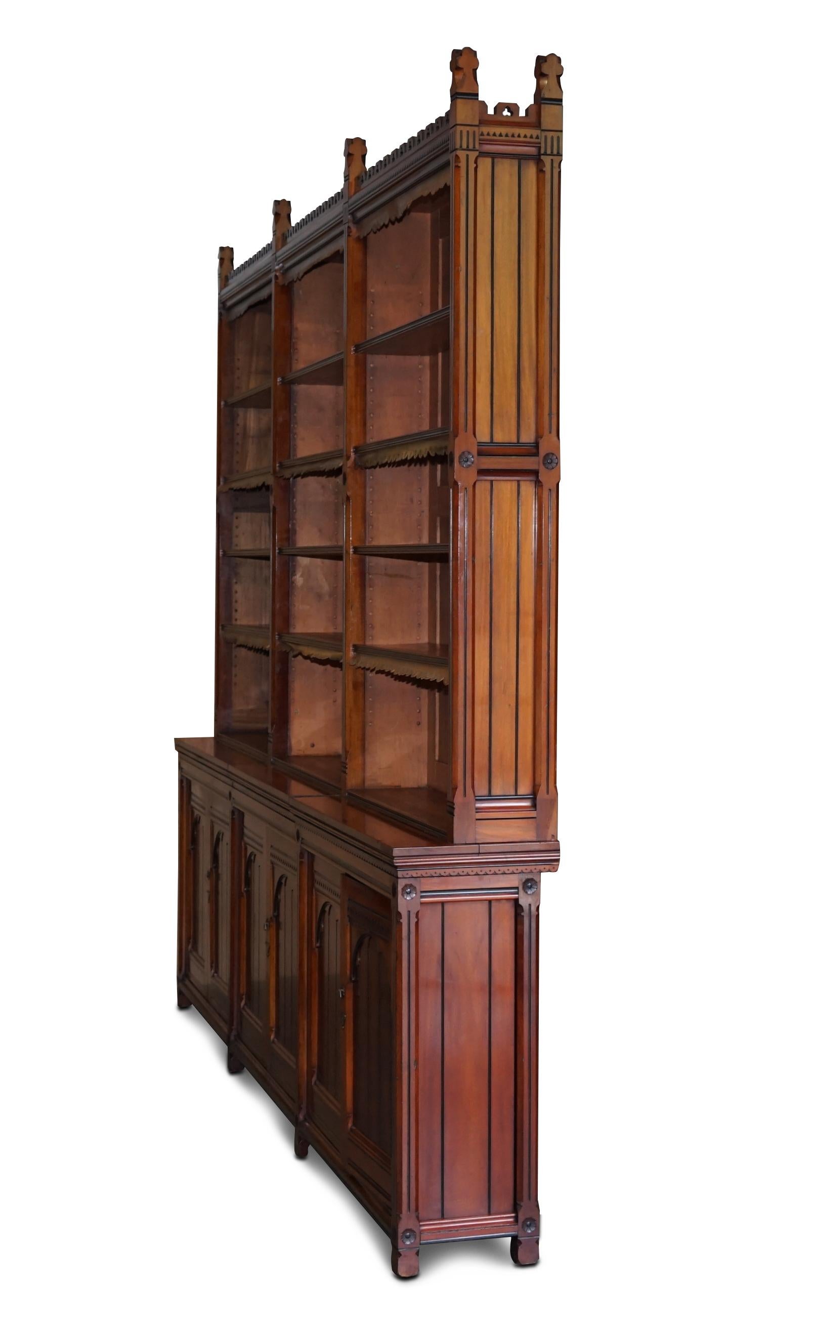 Huge Original Holland & Son's Gothic Revival Antique Victorian Library Bookcase 9