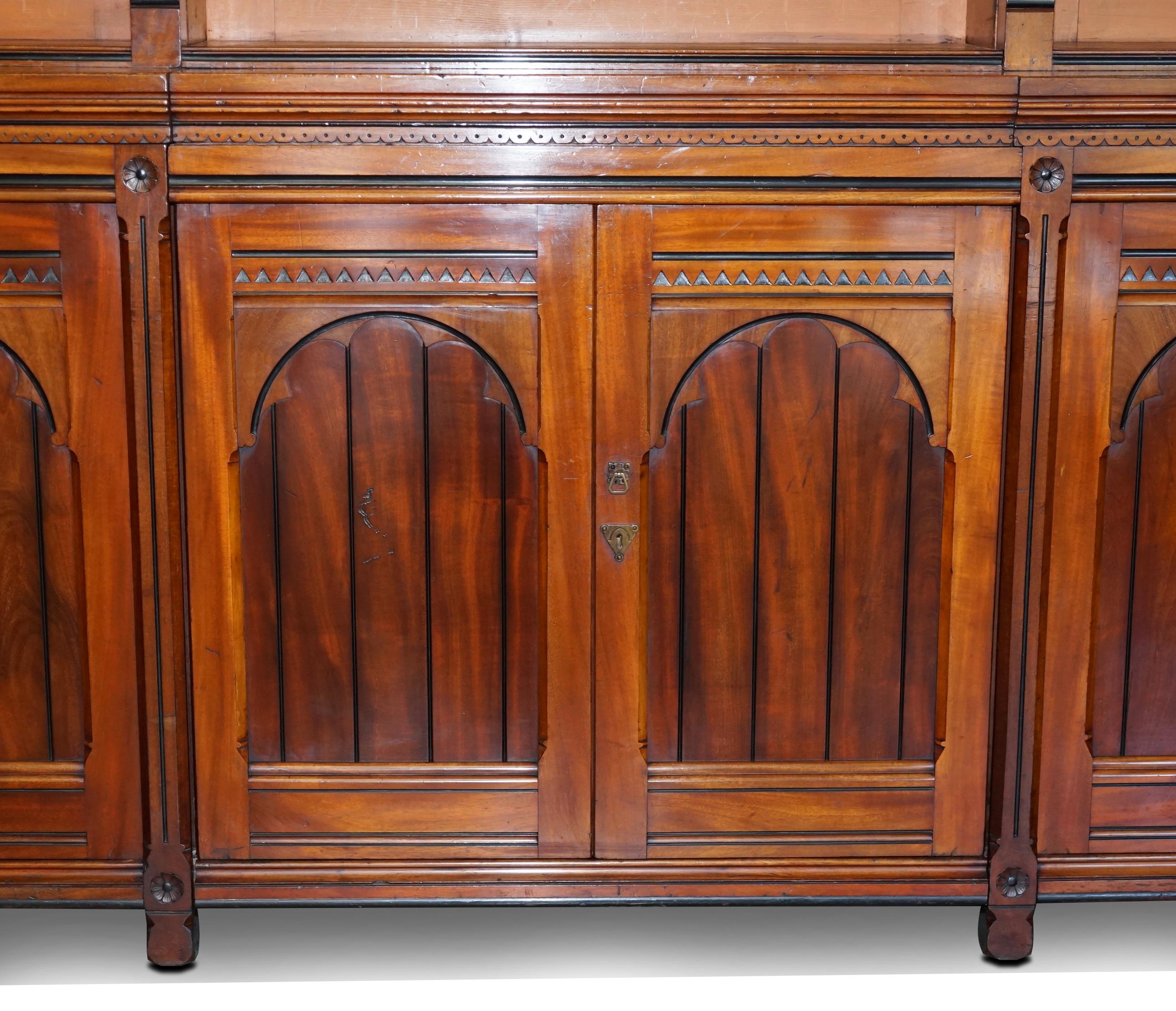 Hand-Crafted Huge Original Holland & Son's Gothic Revival Antique Victorian Library Bookcase