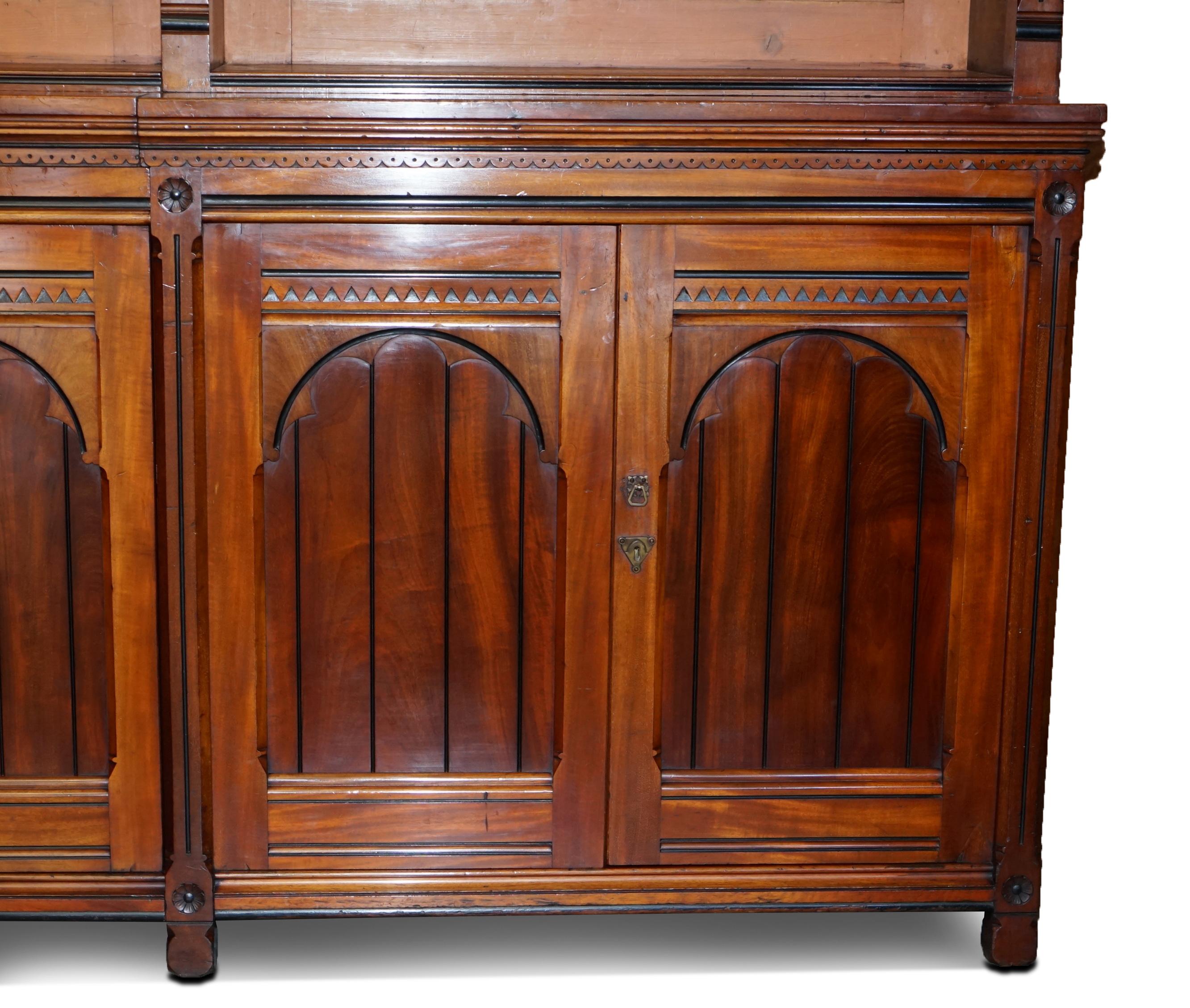 Mid-19th Century Huge Original Holland & Son's Gothic Revival Antique Victorian Library Bookcase