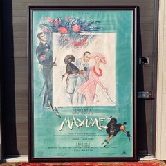 Riesiges Original Maxime 1958 Französisches Filmplakat von René Péron