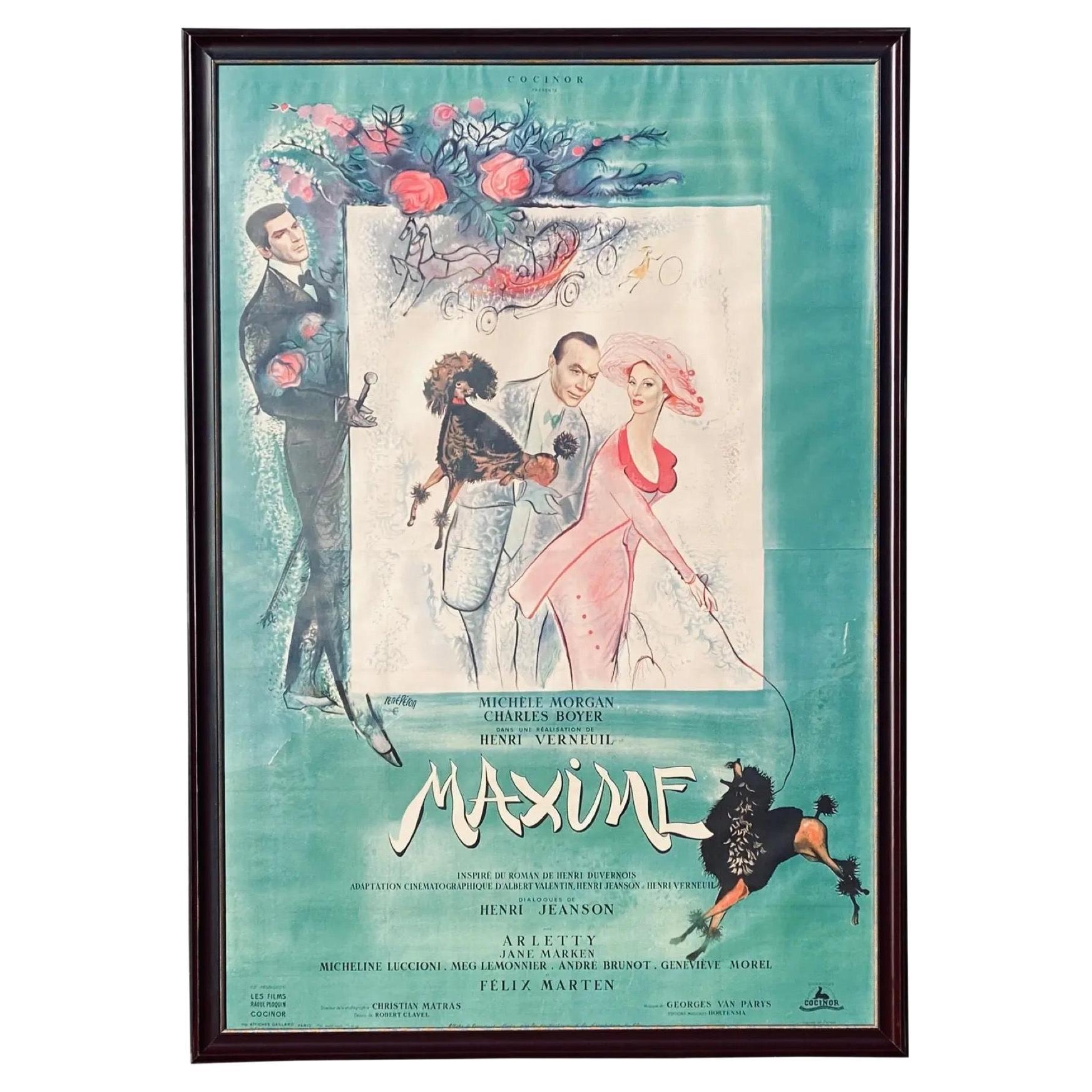 Huge Original Maxime 1958 French Movie Poster by René Péron For Sale