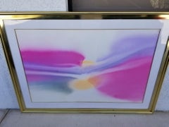 Großes Original signiertes Aquarellgemälde Abstrakt 72" X 52"