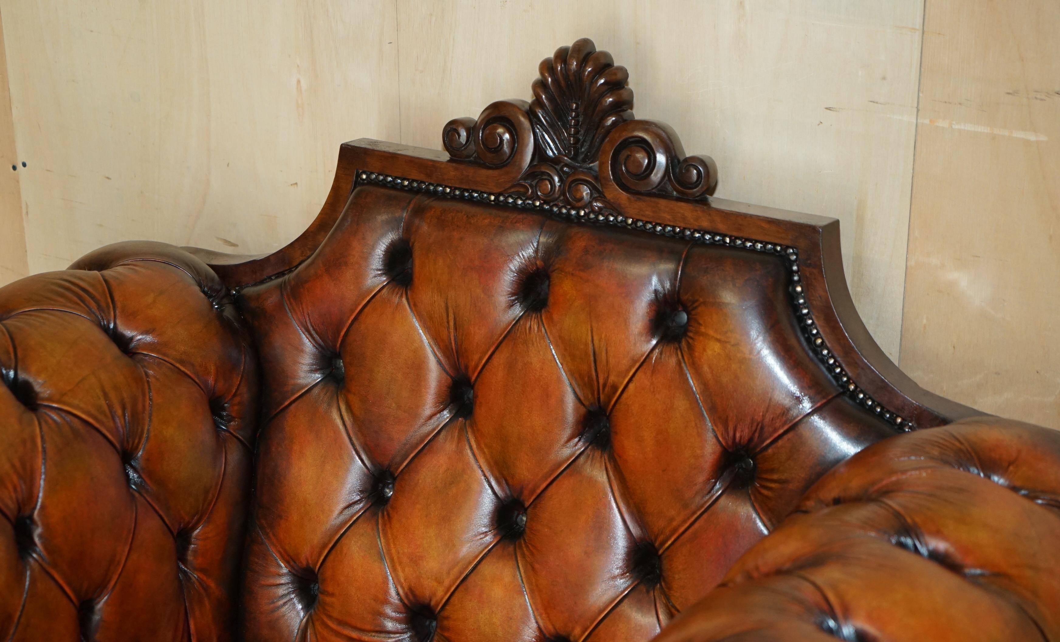 HUGE ORNATELY CARVED ANTiQUE FULLY RESTORED CHESTERFIELD KING / QUEENS ARMCHAIR For Sale 3