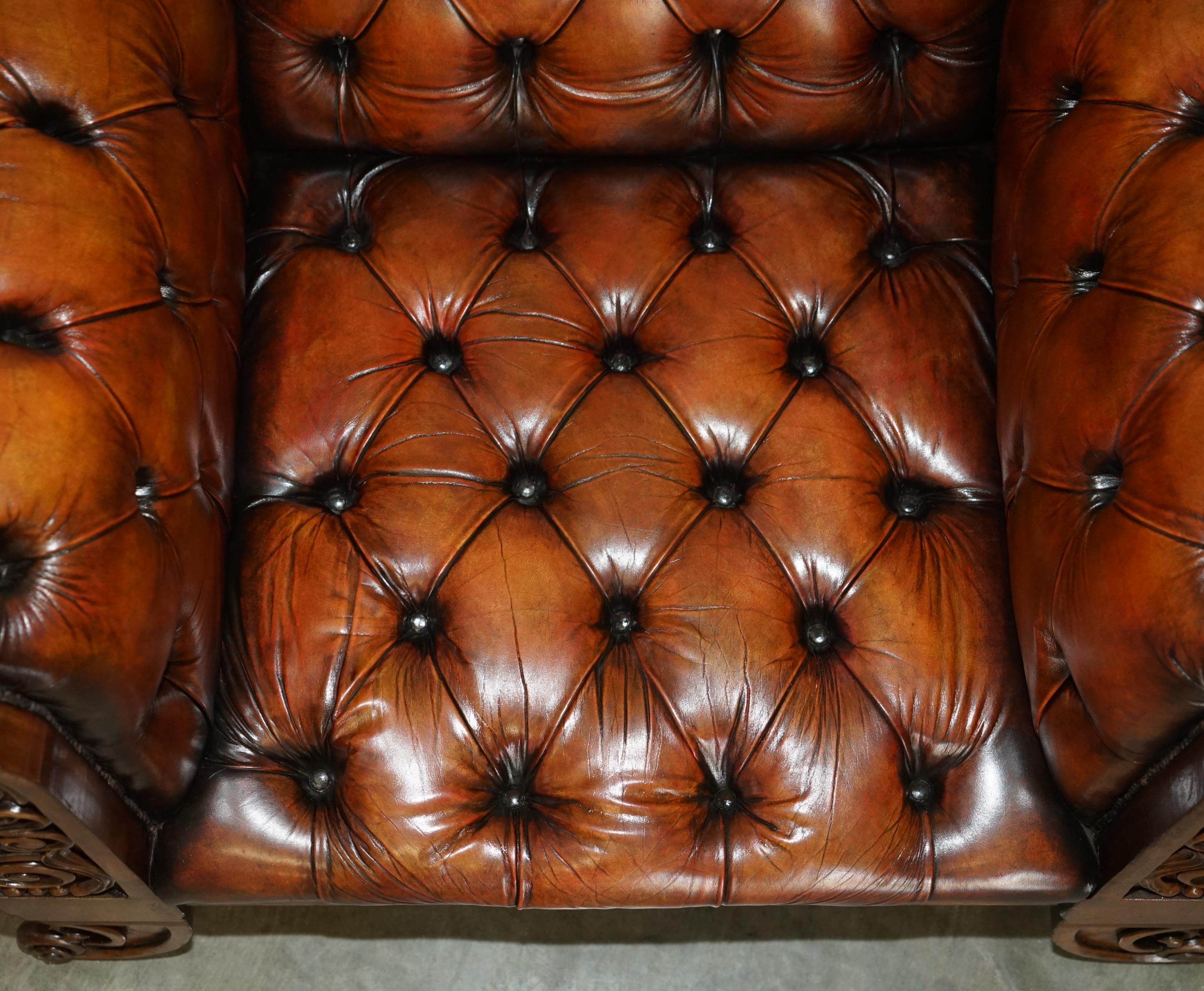 HUGE ORNATELY CARVED ANTiQUE FULLY RESTORED CHESTERFIELD KING / QUEENS ARMCHAIR For Sale 6