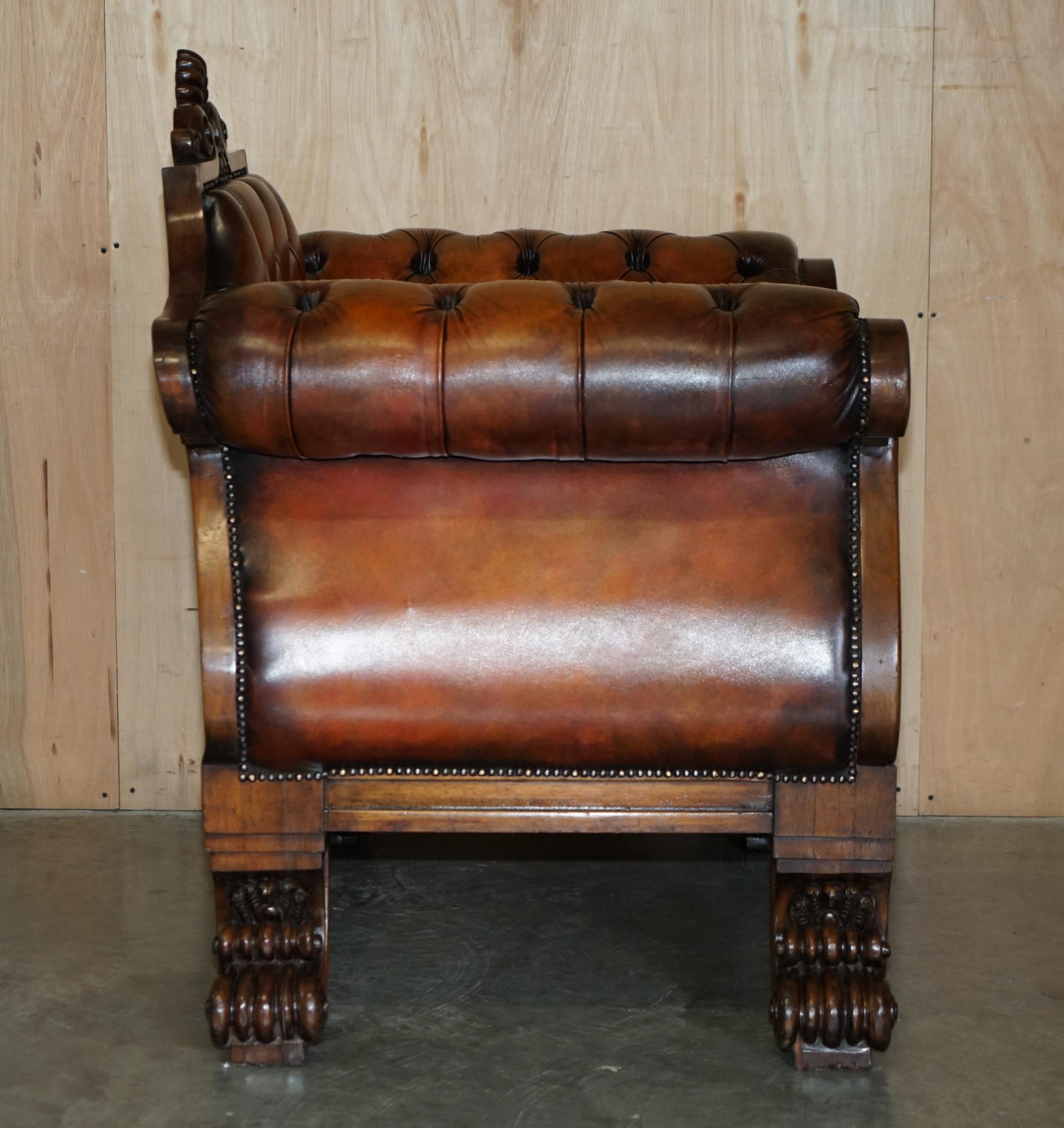 HUGE ORNATELY CARVED ANTiQUE FULLY RESTORED CHESTERFIELD KING / QUEENS ARMCHAIR For Sale 9