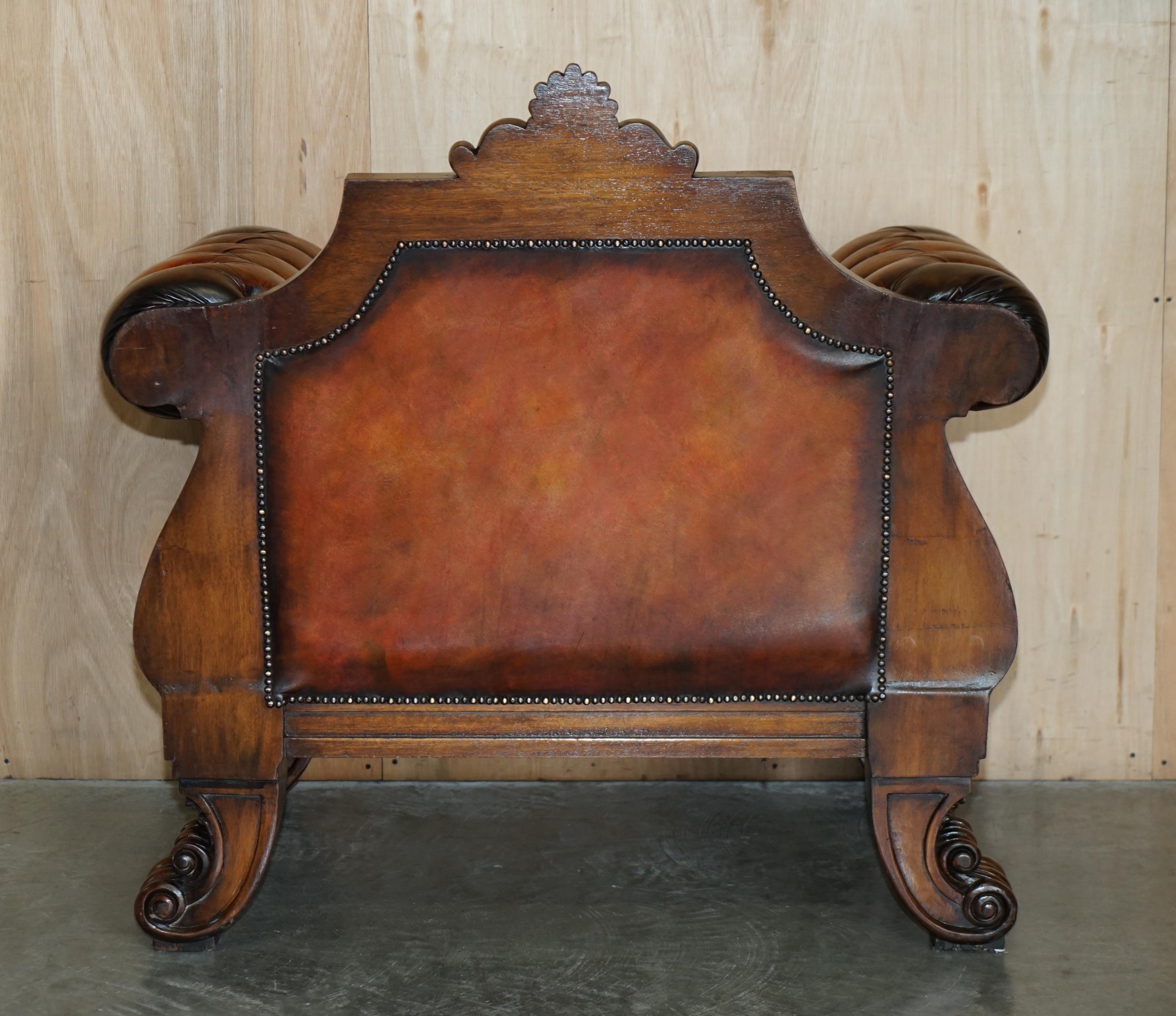 HUGE ORNATELY CARVED ANTiQUE FULLY RESTORED CHESTERFIELD KING / QUEENS ARMCHAIR For Sale 12