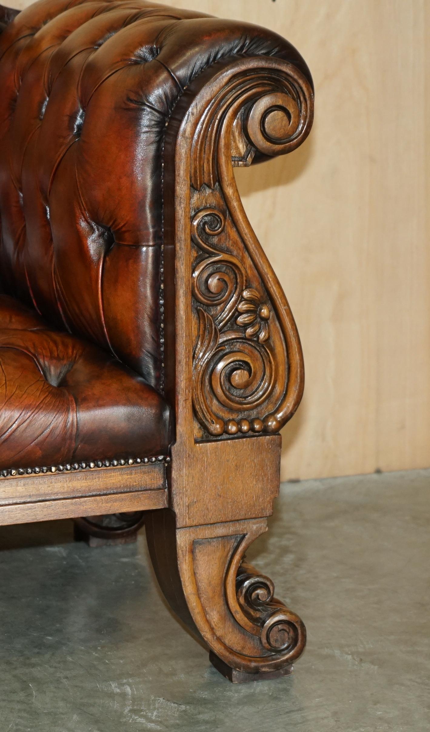 Early 20th Century HUGE ORNATELY CARVED ANTiQUE FULLY RESTORED CHESTERFIELD KING / QUEENS ARMCHAIR For Sale