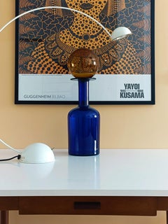 Huge Otto Brauer for Holmegaard Cobalt Blue Hand Blown Bottle and Stopper, 1960s