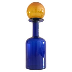 Huge Otto Brauer für Holmegaard Kobaltblaue mundgeblasene Flasche und Stopper, 1960er Jahre