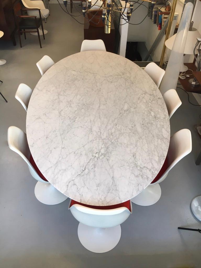 Huge Oval Carrara Marble Dining Table by Eero Saarinen Produced by Knoll 1