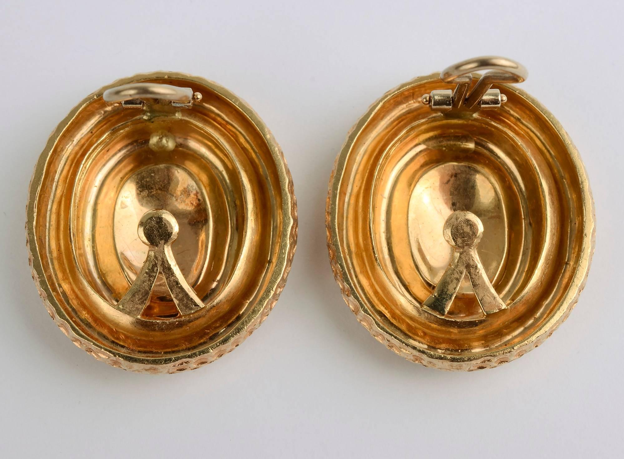 Modern Huge Oval Gold Earrings For Sale