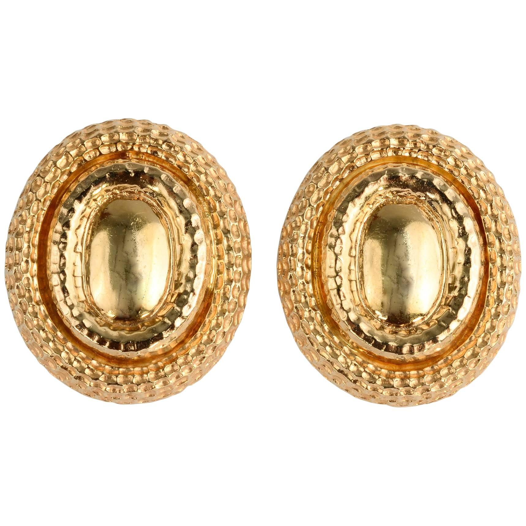 Huge Oval Gold Earrings For Sale