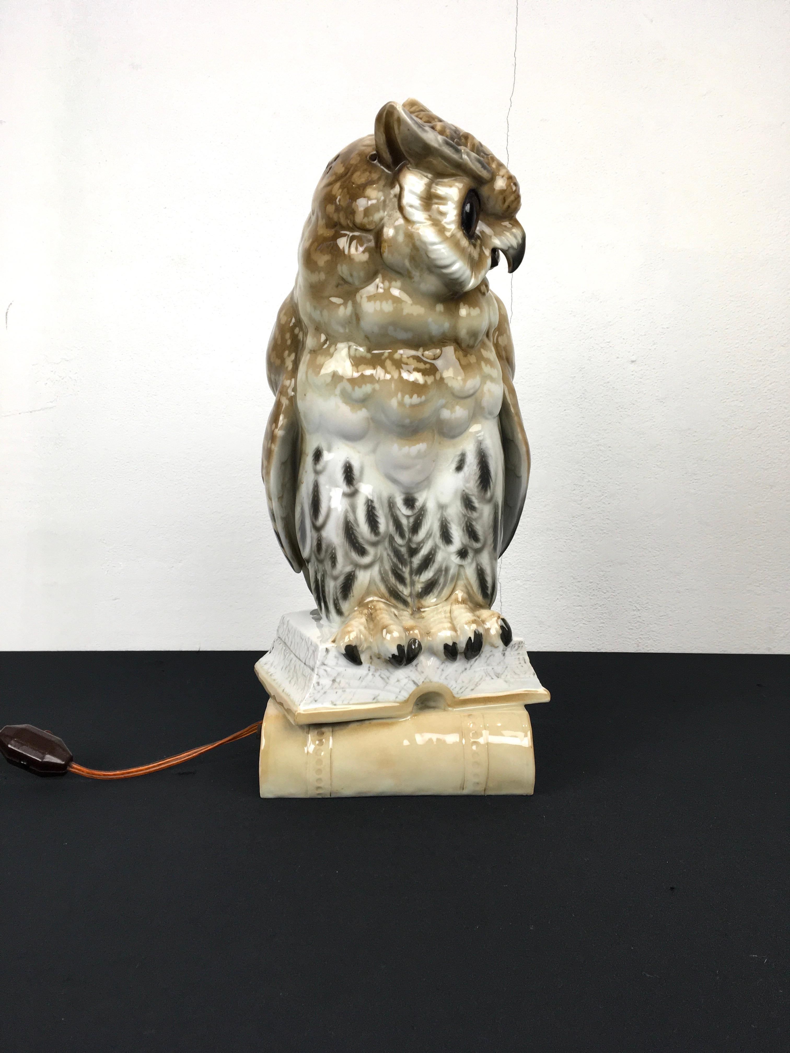 Huge Owl Perfume Light by Ernst Bohne Sohne, Germany, Early 20th Century 13