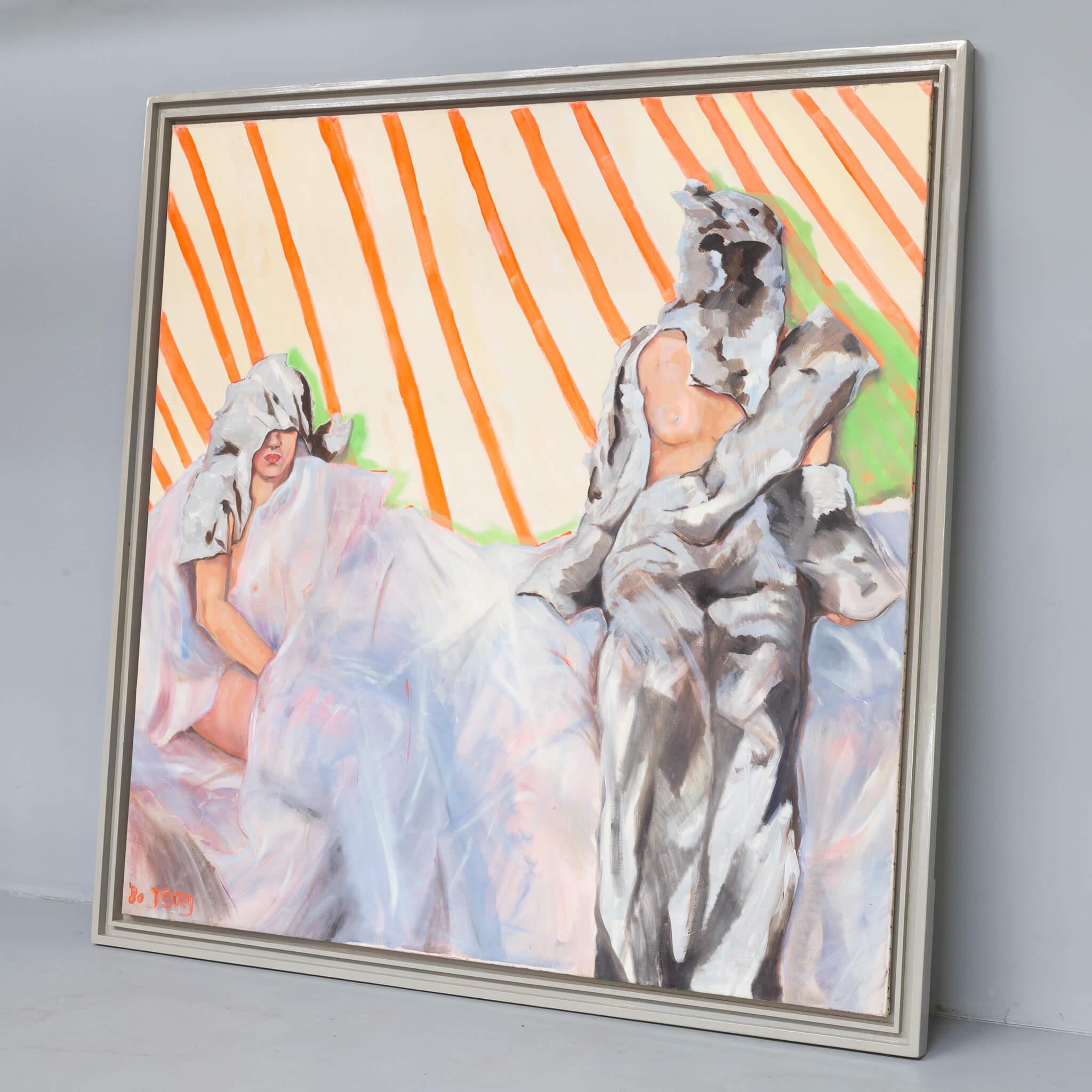 Post-Modern Huge painting ‘packaging material’ by Jacqueline Borg For Sale