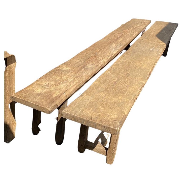 Huge Pair French Bleached Oak Benches For Sale at 1stDibs