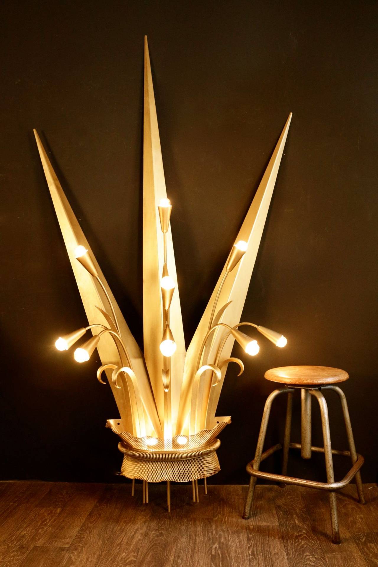 Huge Pair of 1940s Gilt Sconces from Cinema 'Excelsior' For Sale 2