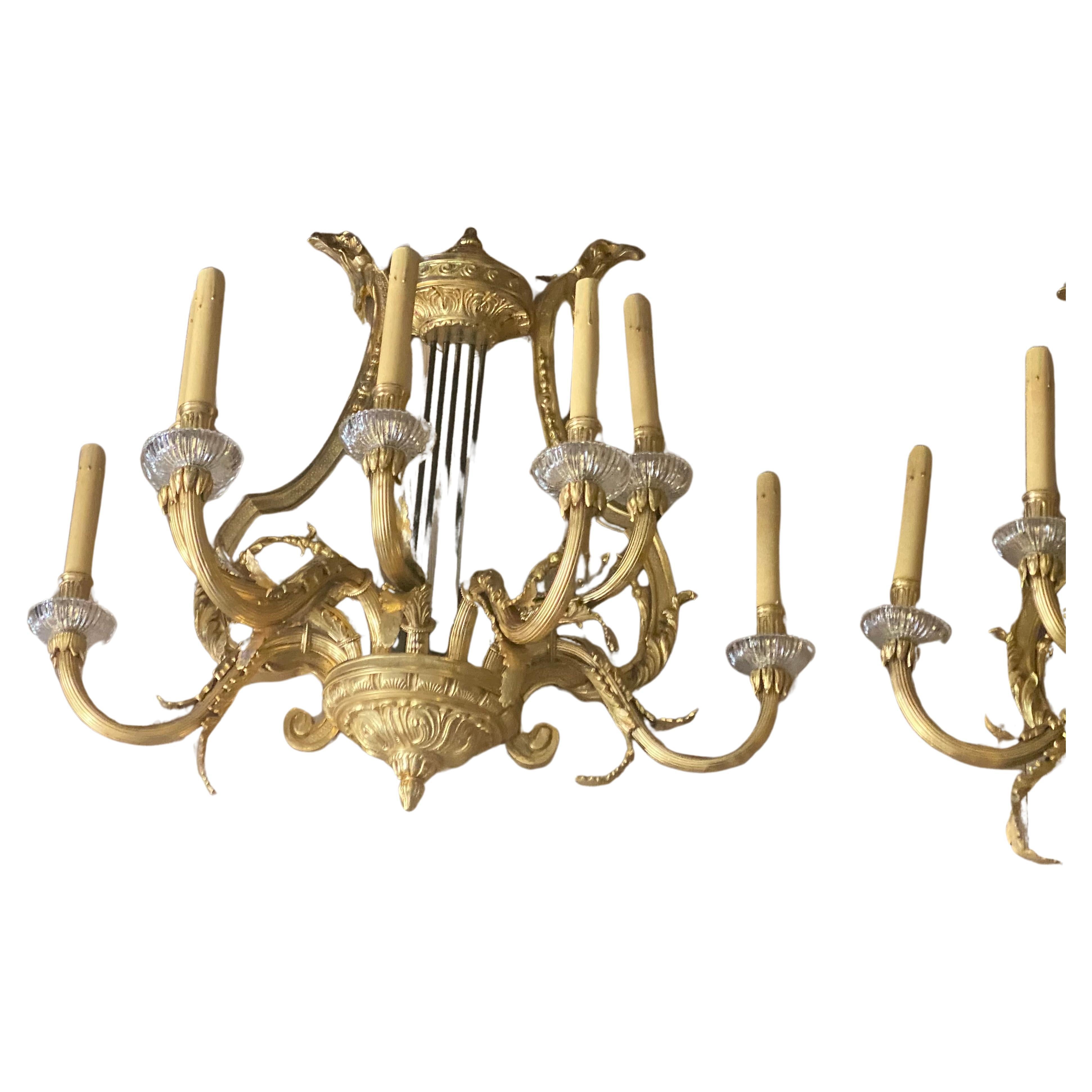 Huge Pair of 19th Century French Gilt Bronze Dore Wall Sconces For Sale 7