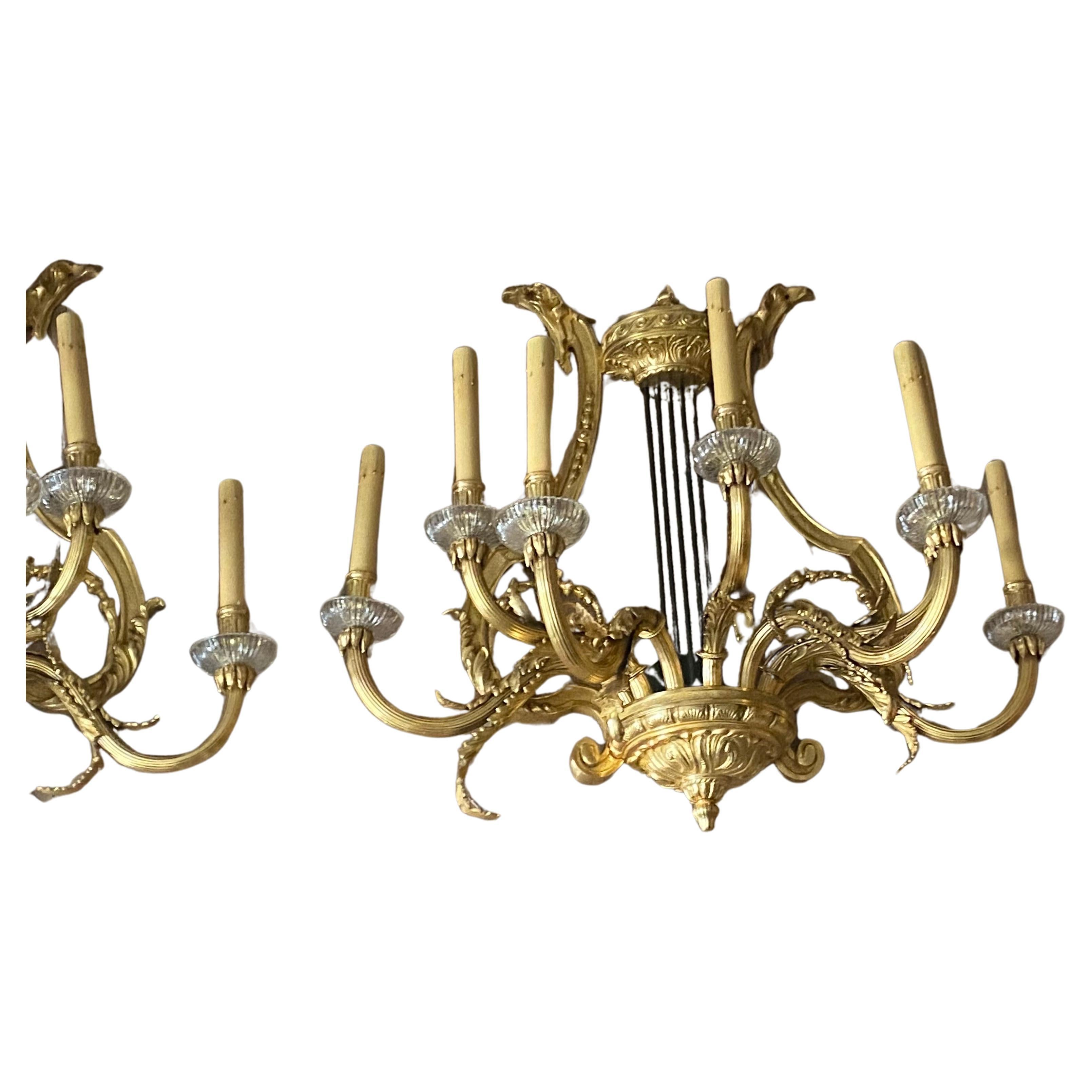 Huge Pair of 19th Century French Gilt Bronze Dore Wall Sconces For Sale 8