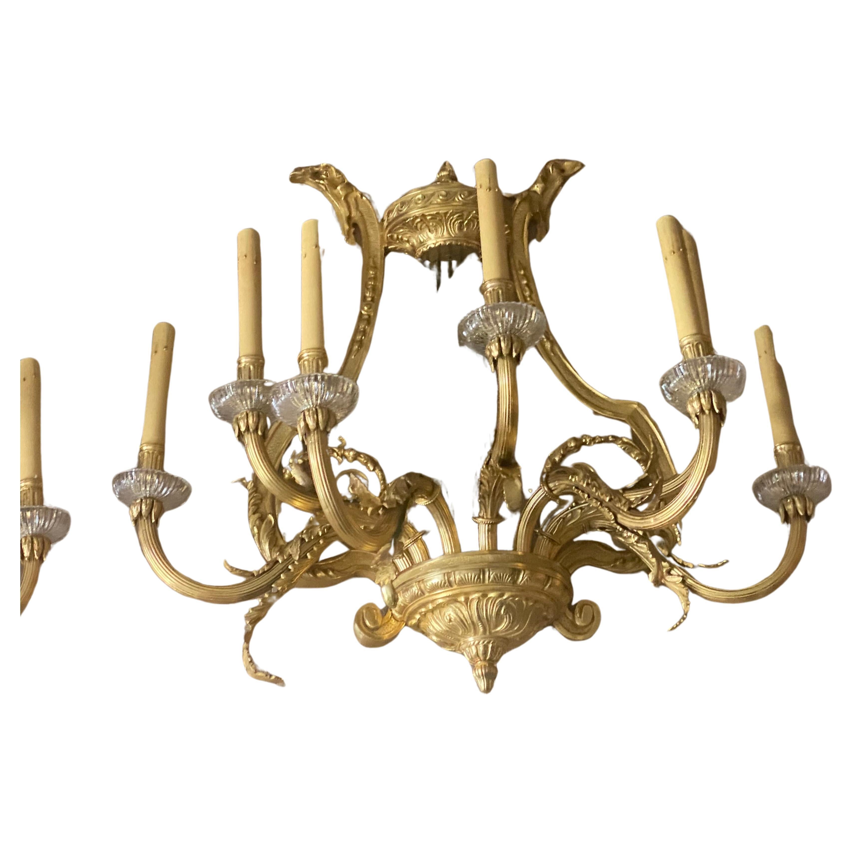 Huge Pair of 19th Century French Gilt Bronze Dore Wall Sconces For Sale 9