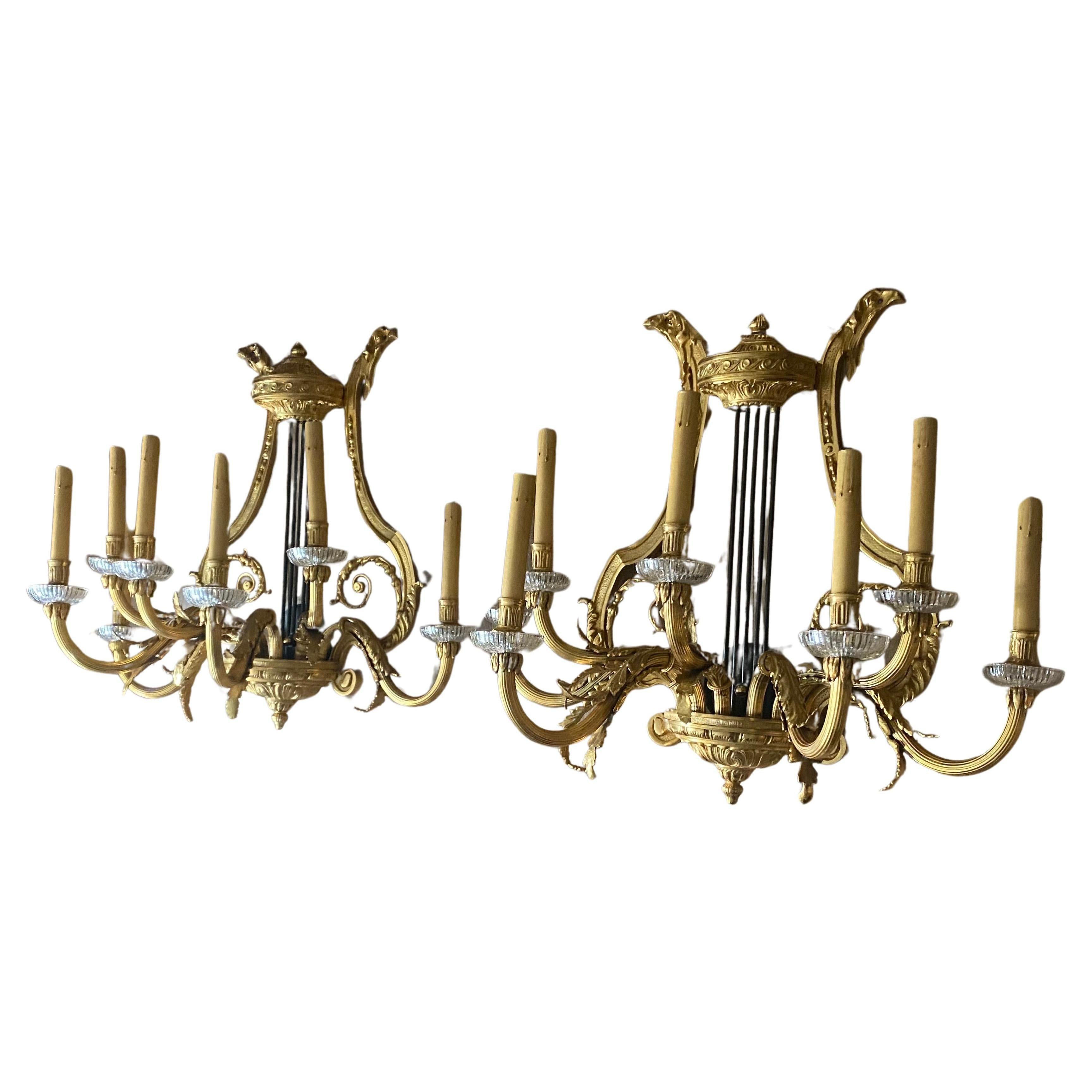 Huge Pair of 19th Century French Gilt Bronze Dore Wall Sconces In Excellent Condition For Sale In London, GB