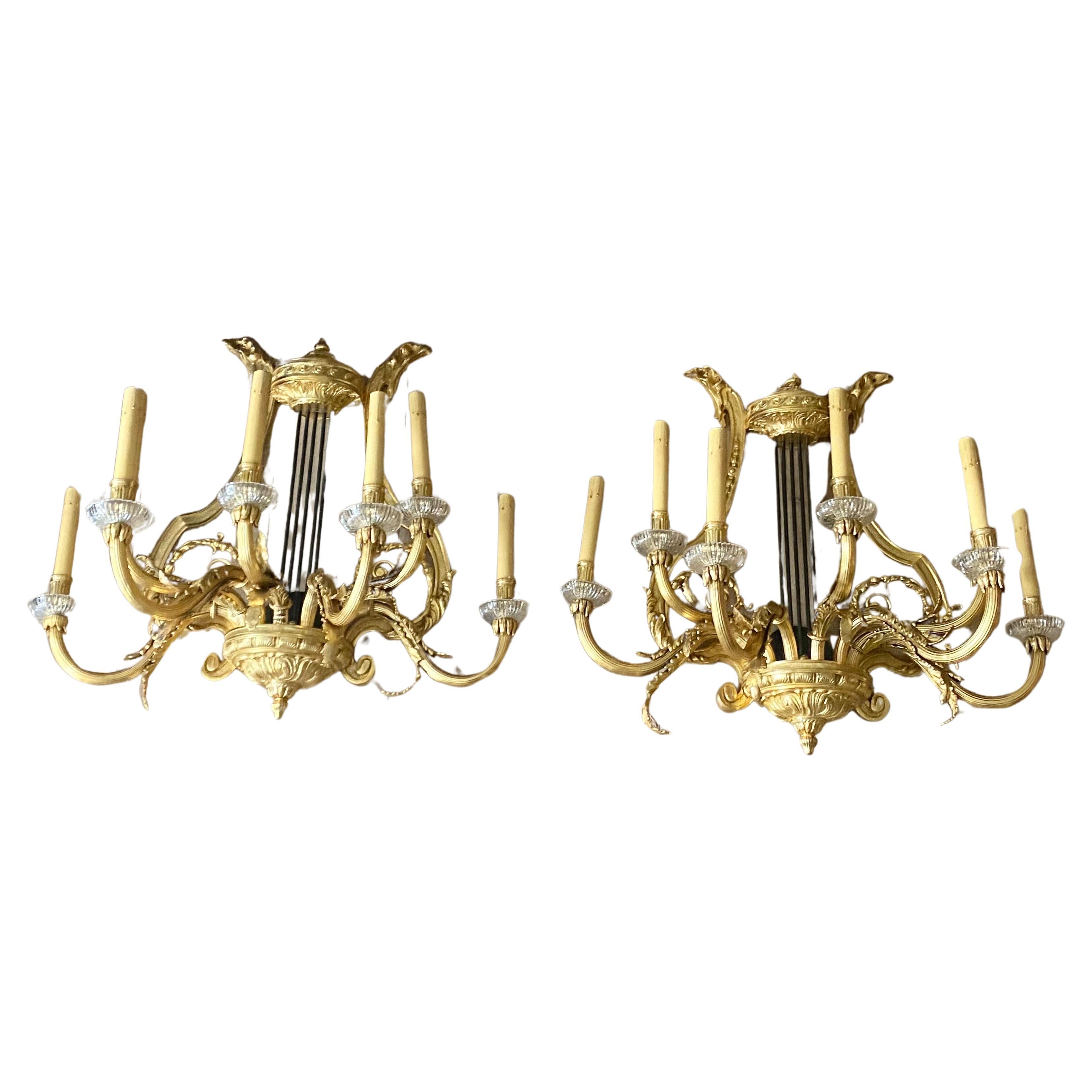 Late 19th Century Huge Pair of 19th Century French Gilt Bronze Dore Wall Sconces For Sale