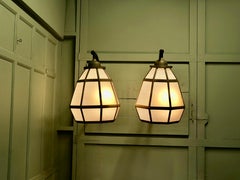 HUGE Pair of Brass Octagonal Wall Lanterns