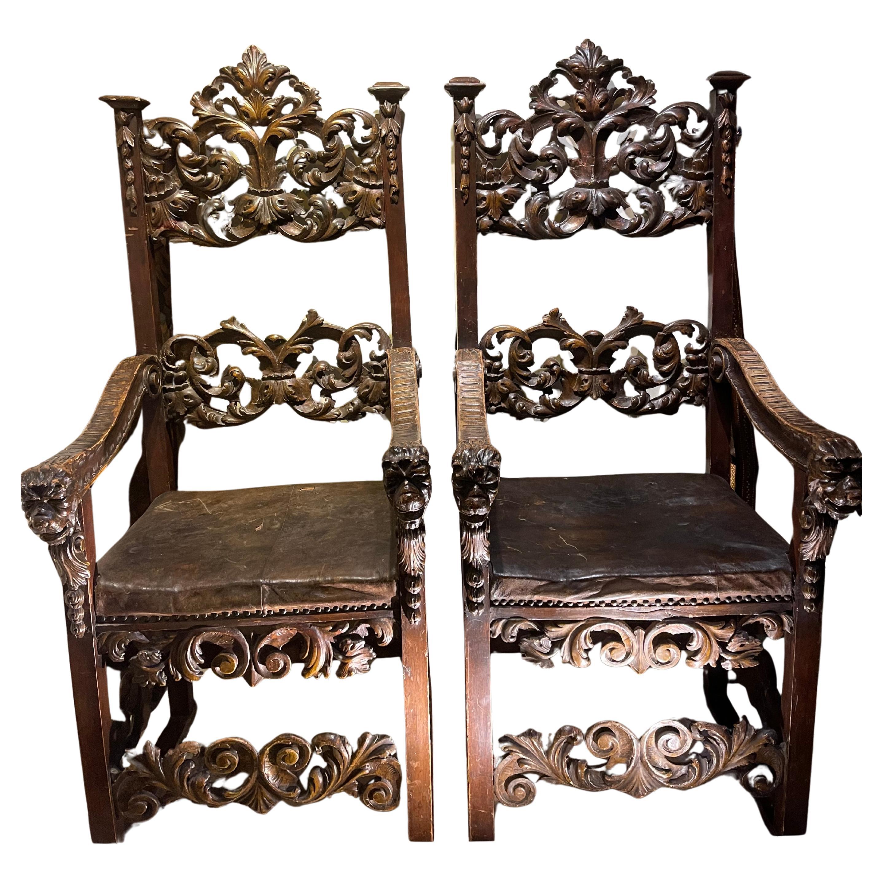 Enorme par de  Sillones italianos  Toscana, s. XVII en venta