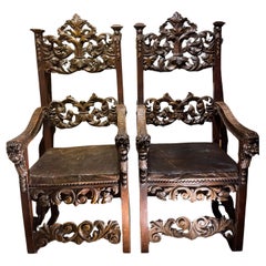 Grande paire de  Fauteuils - Italie  Toscane, C.I.C.