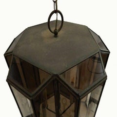Huge Pair of Brass & Glass Lanterns Mid-Century Modern 1970
