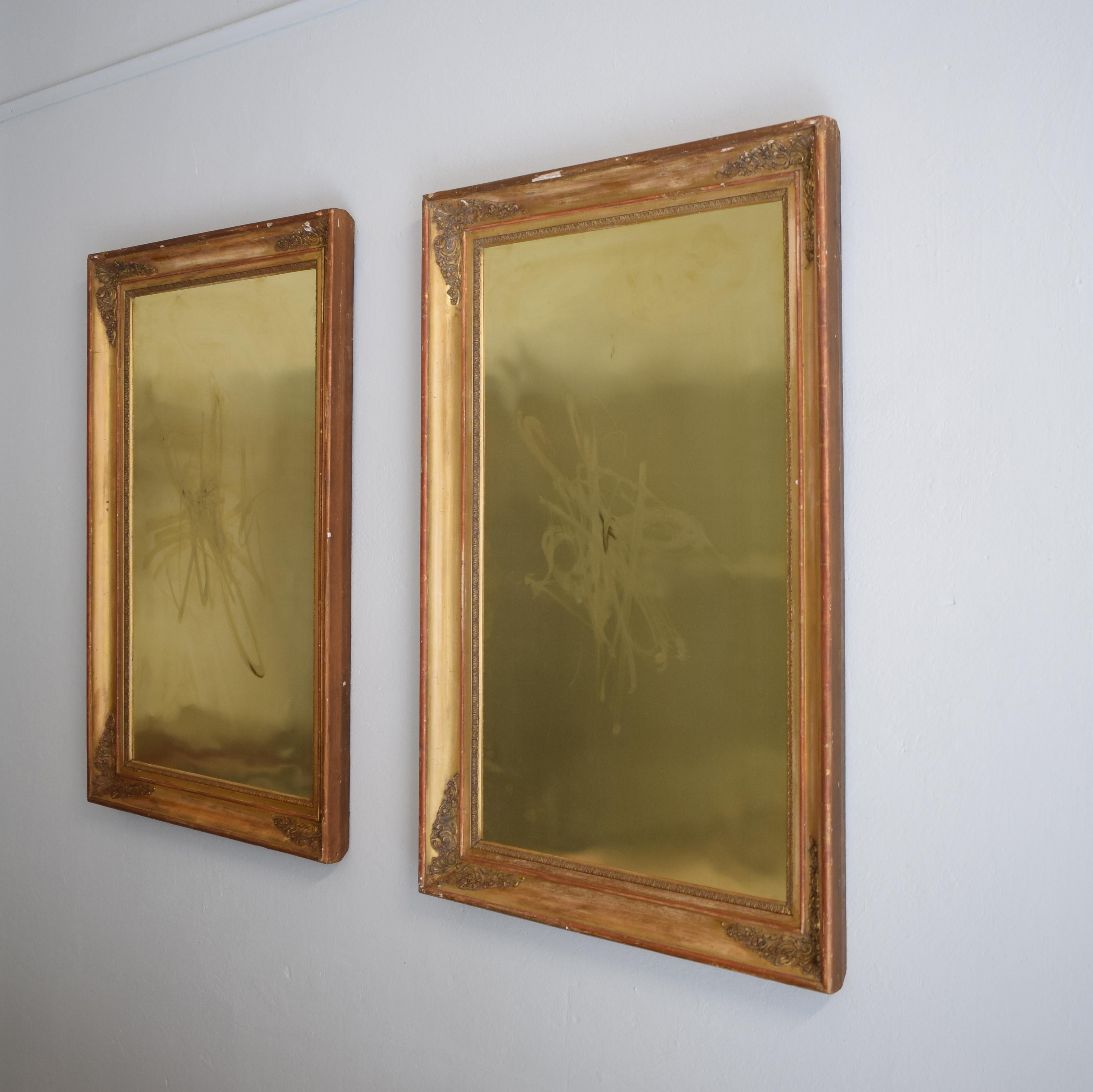  Abstract Modern Paintings on Brass Huge Pair of Late 19th Century Gilded Frames 5