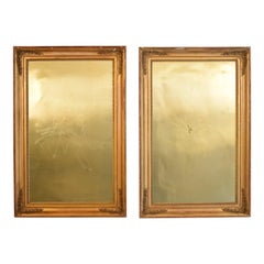  Abstract Modern Paintings on Brass Huge Pair of Late 19th Century Gilded Frames