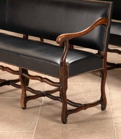 Huge Pair of Late 19th Century French Os de Mouton Leather Benches