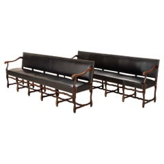 Huge Pair of Late 19th Century French Os de Mouton Leather Benches