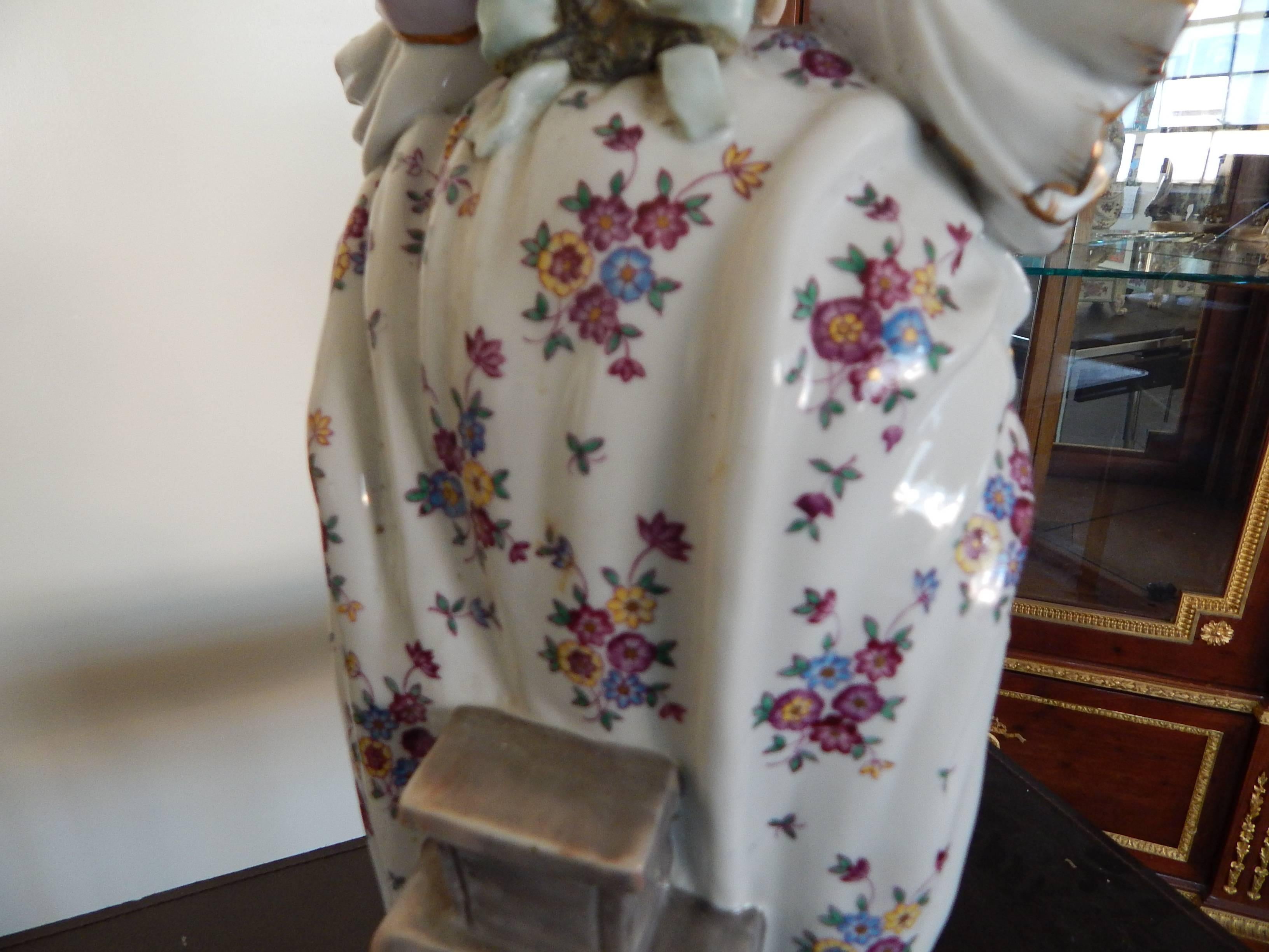 Huge Pair of Meissen Style Hand-Painted Porcelain Figures 5