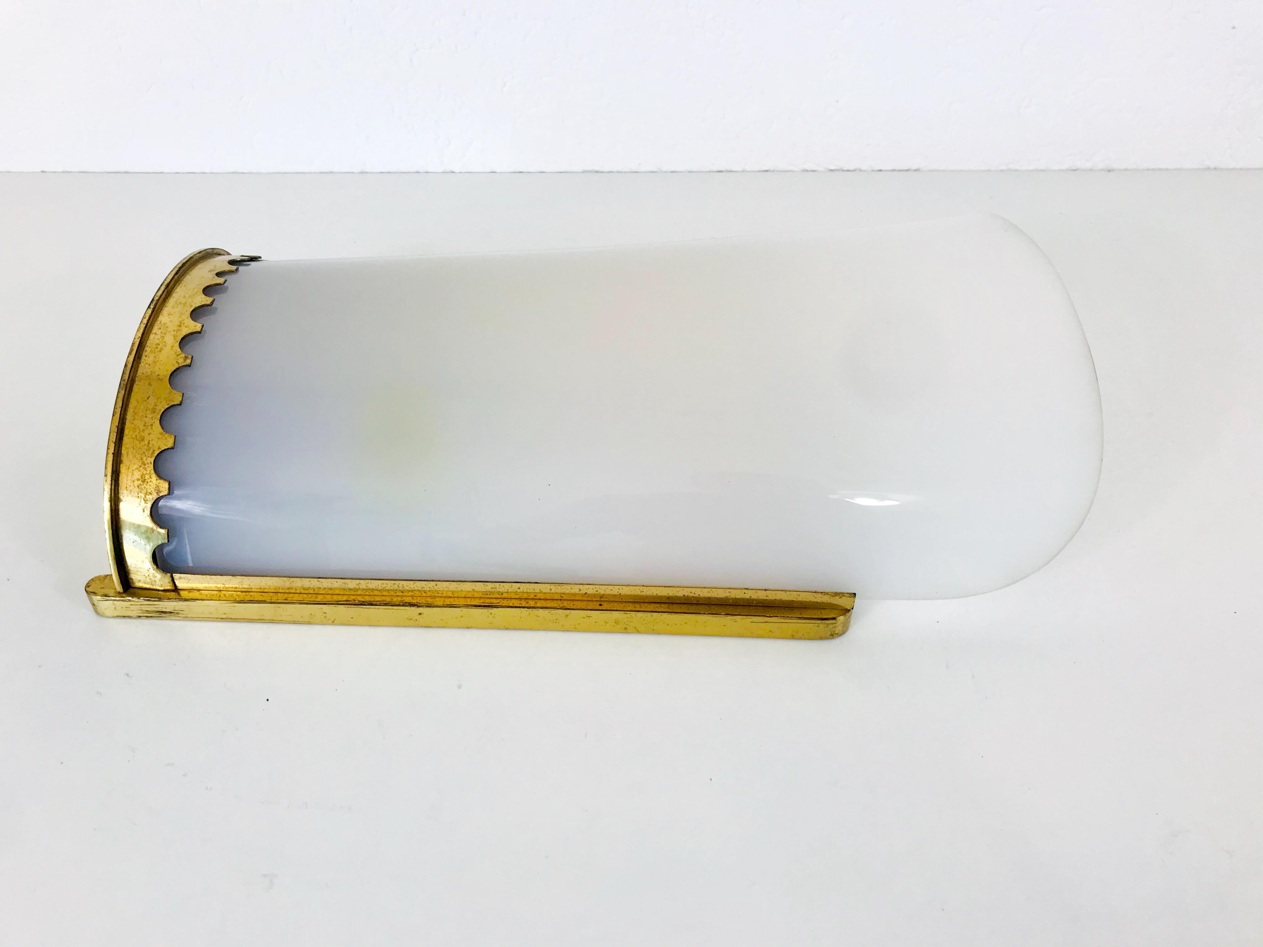 Huge Pair of Mid-Century Modern Brass and Perspex Cinema Wall Lamps, 1950s For Sale 5