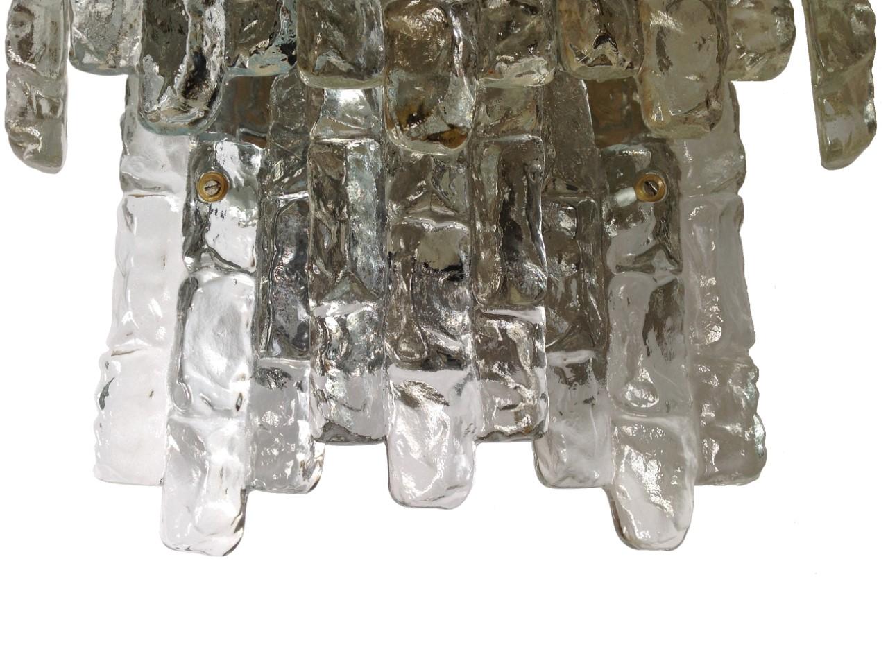 Mid-Century Modern Huge Pair of Midcentury Austrian Ice-Glass Wall Sconces by Kalmar, 1960s