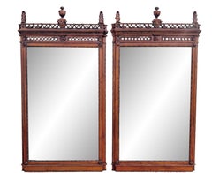 Huge Pair of Regency Style Carved Walnut Full Length Wall Mirrors