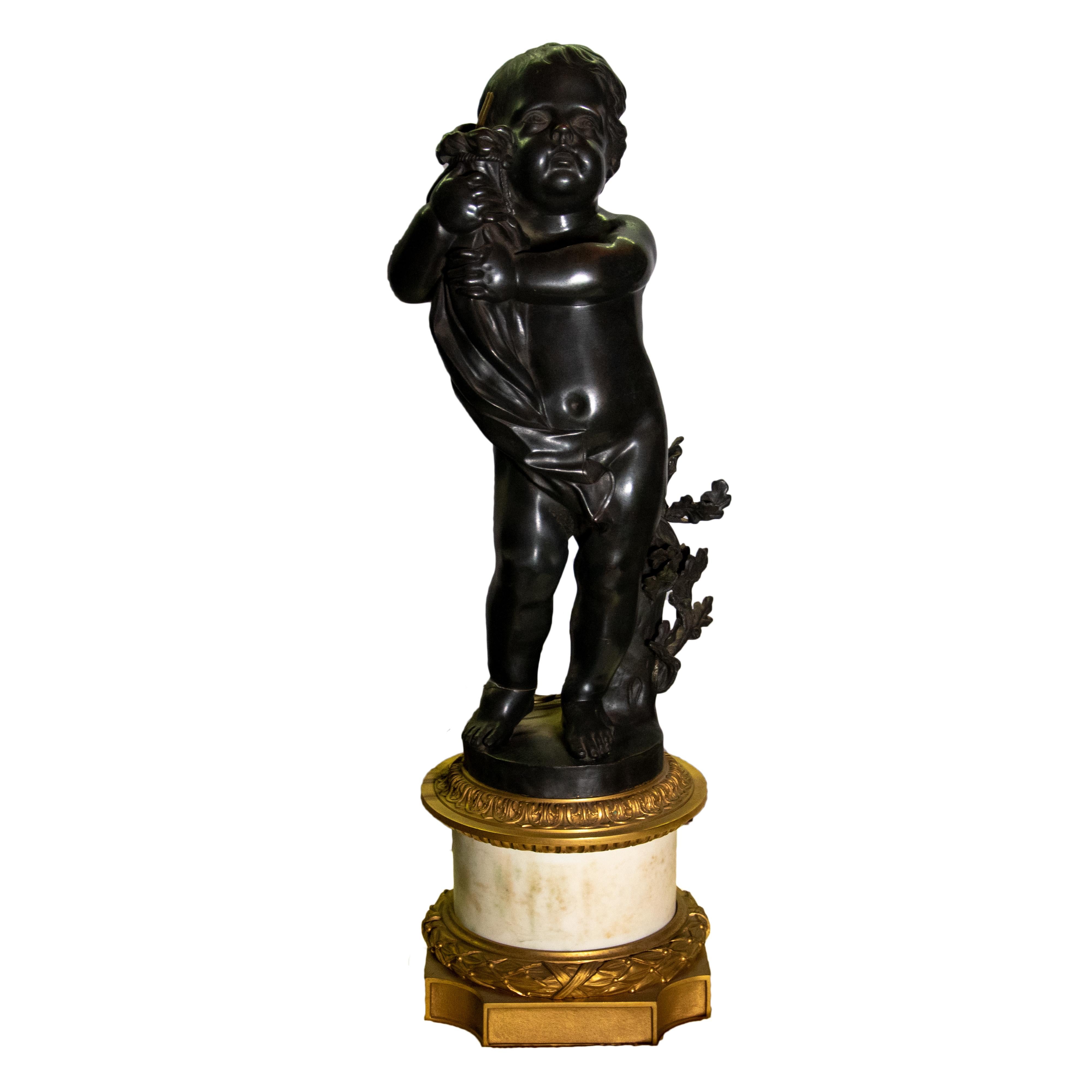 Huge pair of torcheres figurative, bronze and marble For Sale 1