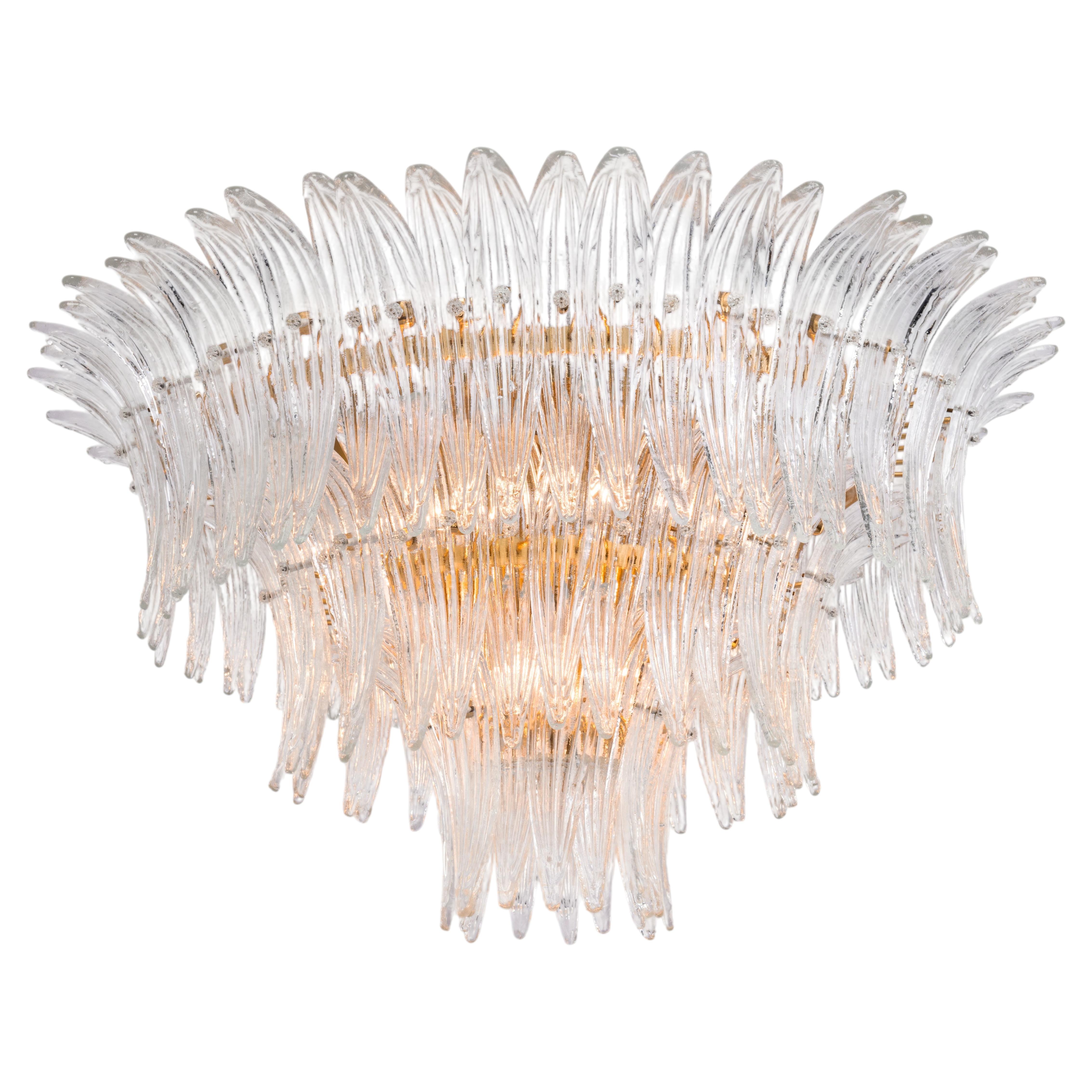 Huge Palmette Murano Flush Mount Light, Italy, 1970s
